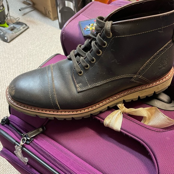 Justin Boots Men's Dark Brown Leather Boots - Picture 3 of 3